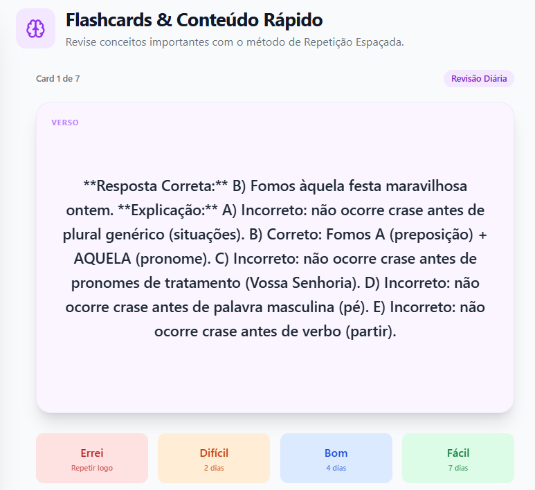 Flashcards e revisão inteligente do Concurseiro Nato