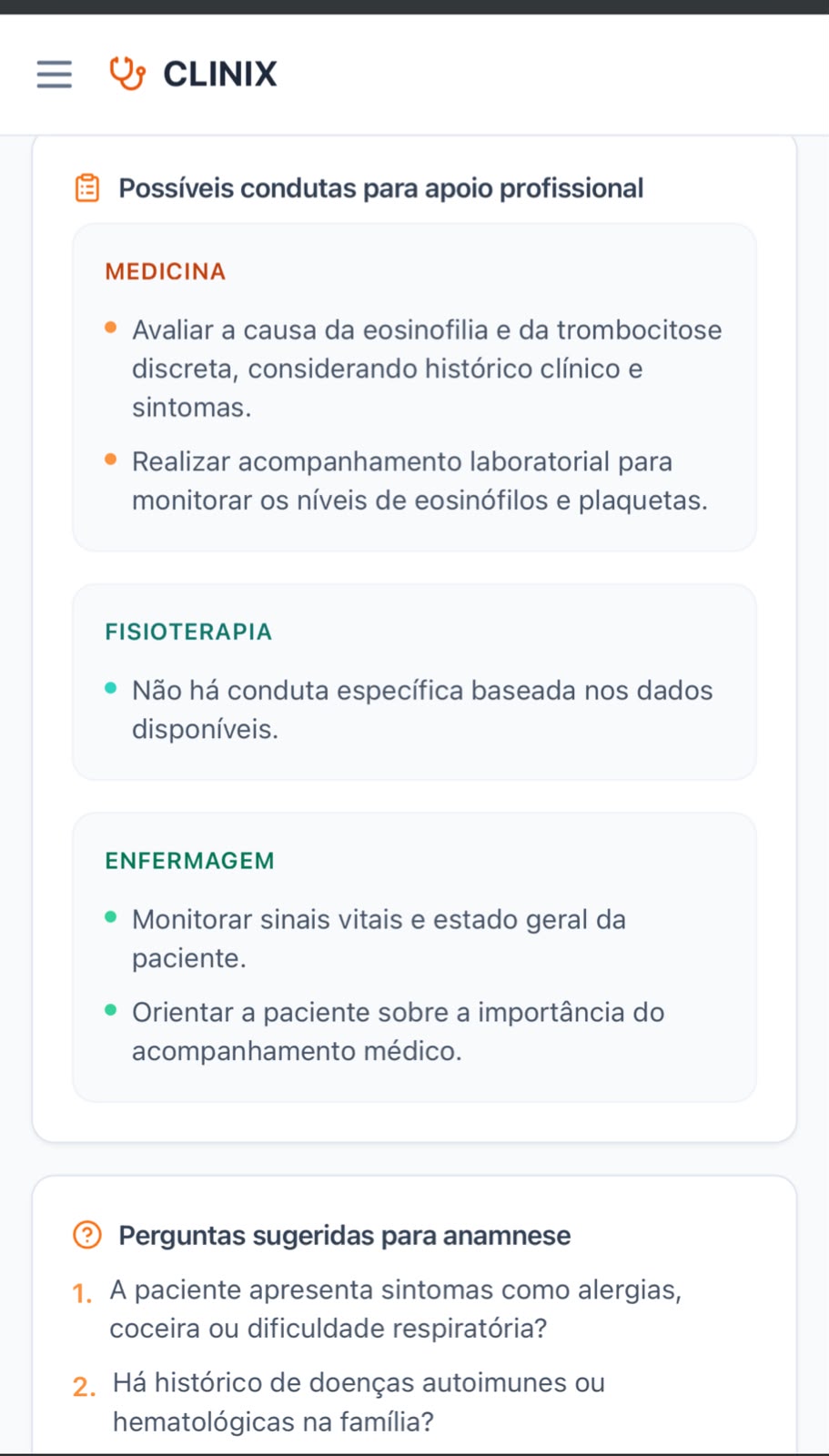 Resumo clínico do CLINIX