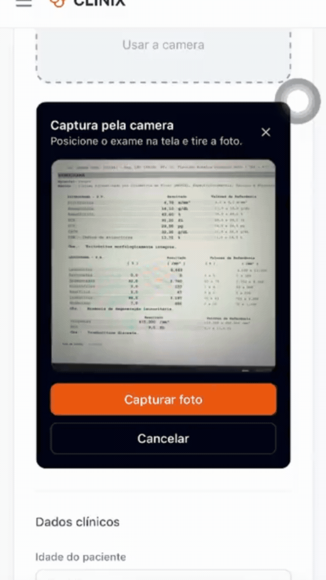 Demonstração do CLINIX no celular