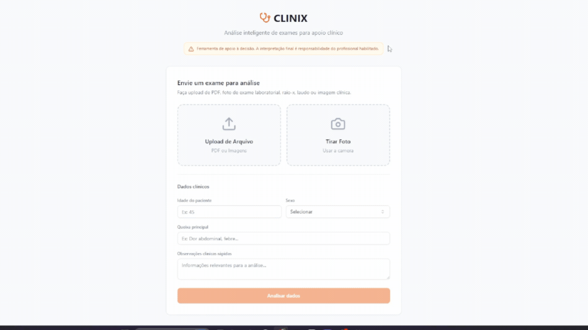 Demonstração do CLINIX no computador